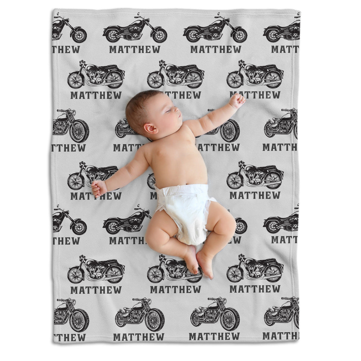 Personalized Baby Blankets for Boys, Baby Motorcycle Blanket, Motorcycling Swaddle Blanket, Black Plush Blankets for Baby Girl Son Toddlers Kids