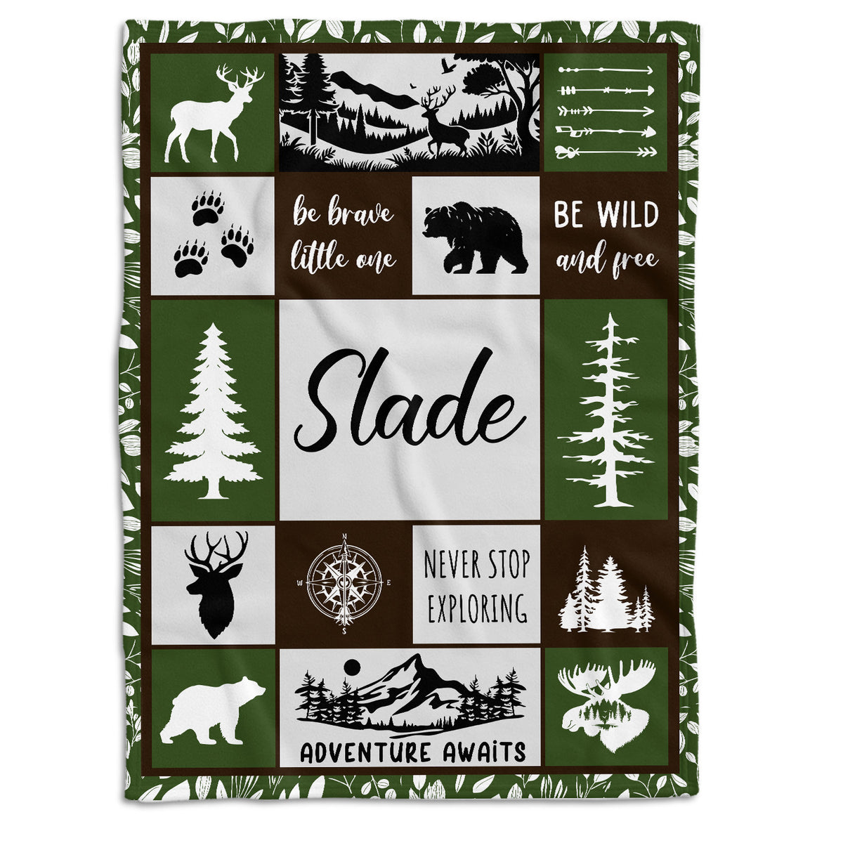 Personalized Baby Blankets for Boys, Baby Woodland Blanket for Toddler Baby Nursery Bed Blankets Stroller Crib Shower Gifts