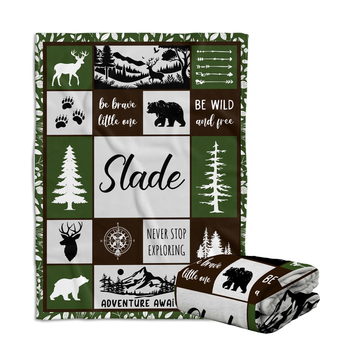 Personalized Baby Blankets for Boys, Baby Woodland Blanket for Toddler Baby Nursery Bed Blankets Stroller Crib Shower Gifts