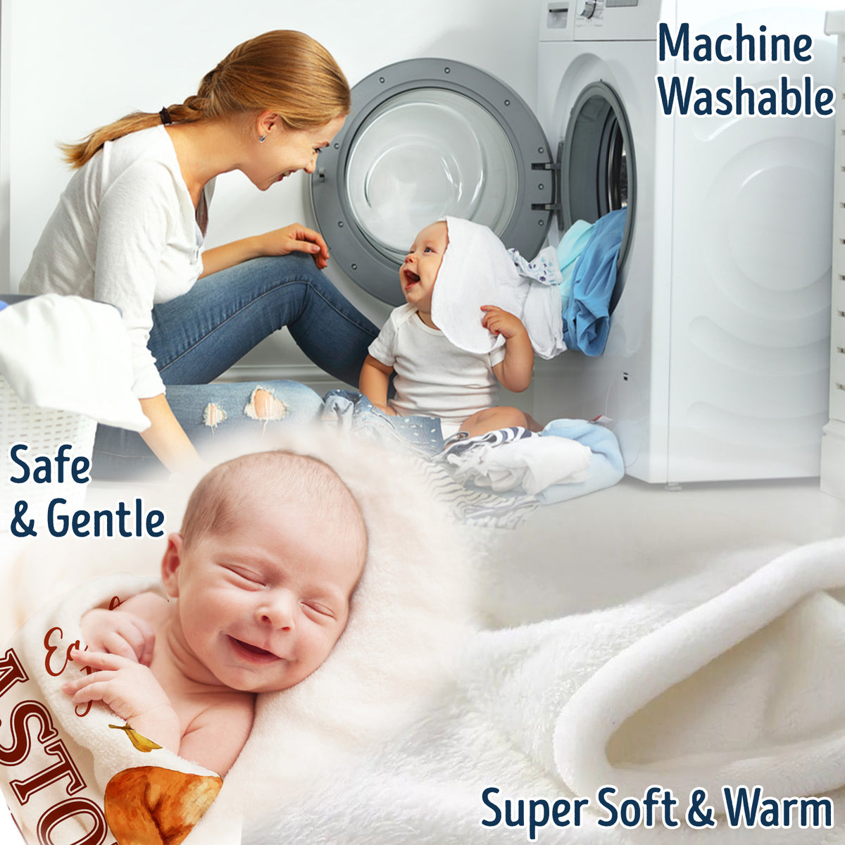 Personalized Baby Blankets for Boys, Baby Woodland Blanket for Toddler Baby Nursery Bed Blankets Stroller Crib Shower Gifts (Fox)