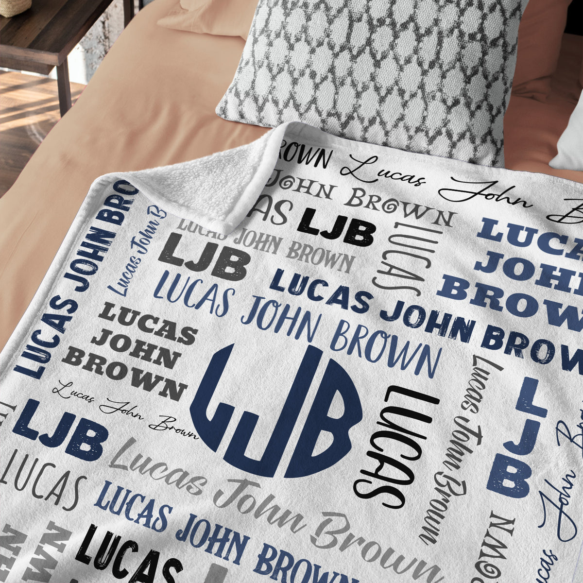 Personalized Baby Blankets for Boys, Blue Baby Blanket Monogrammed, Custom Baby Blankets With Name, Swaddle Blanket, Plush Blankets for Son Grandson Newborn Toddlers