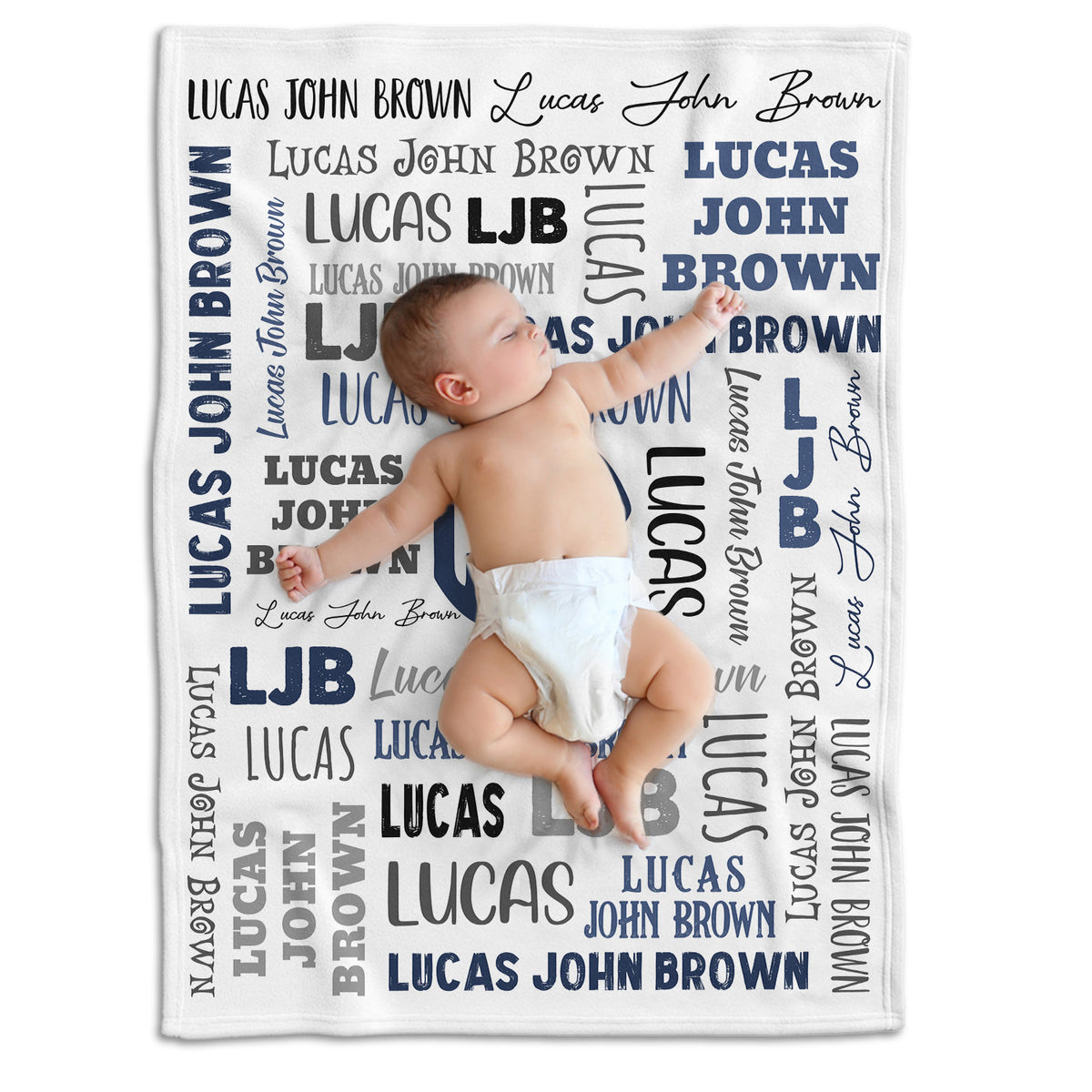 Personalized Baby Blankets for Boys, Blue Baby Blanket Monogrammed, Custom Baby Blankets With Name, Swaddle Blanket, Plush Blankets for Son Grandson Newborn Toddlers