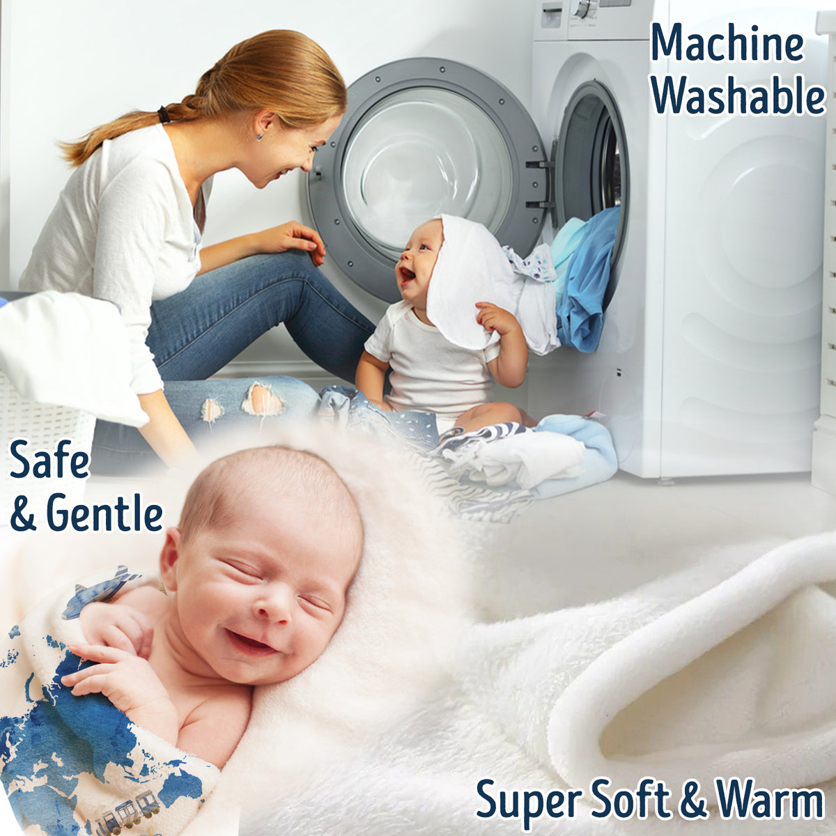 Personalized Baby Blankets for Boys, Blue Baby Blanket, Swaddle Blanket, Plush Blankets for Son Grandson Newborn Toddlers Kids