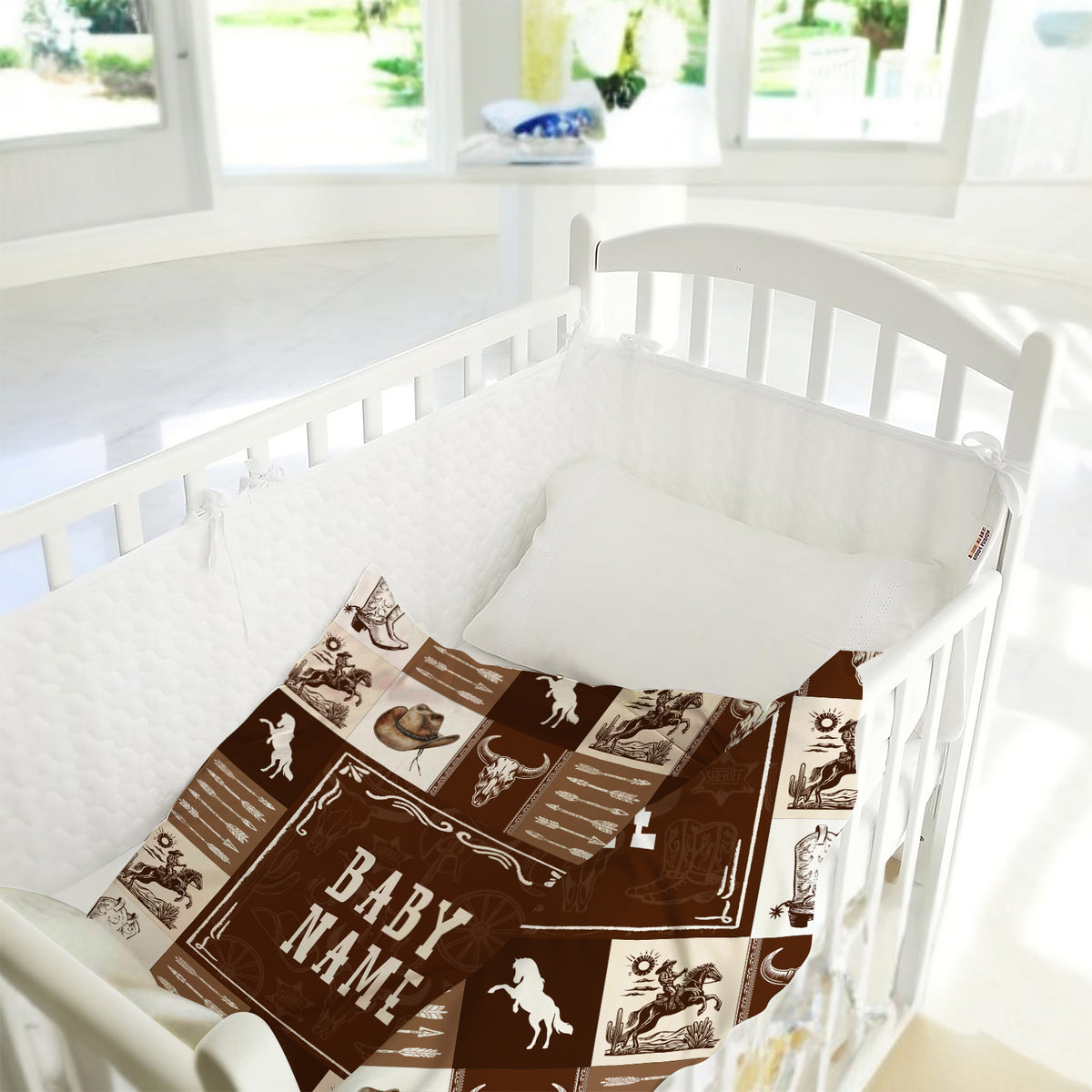 Personalized Baby Blankets for Boys, Cowboy Blanket for Son, Brown Blanket, Western Nursery Decorations, for Family Friends