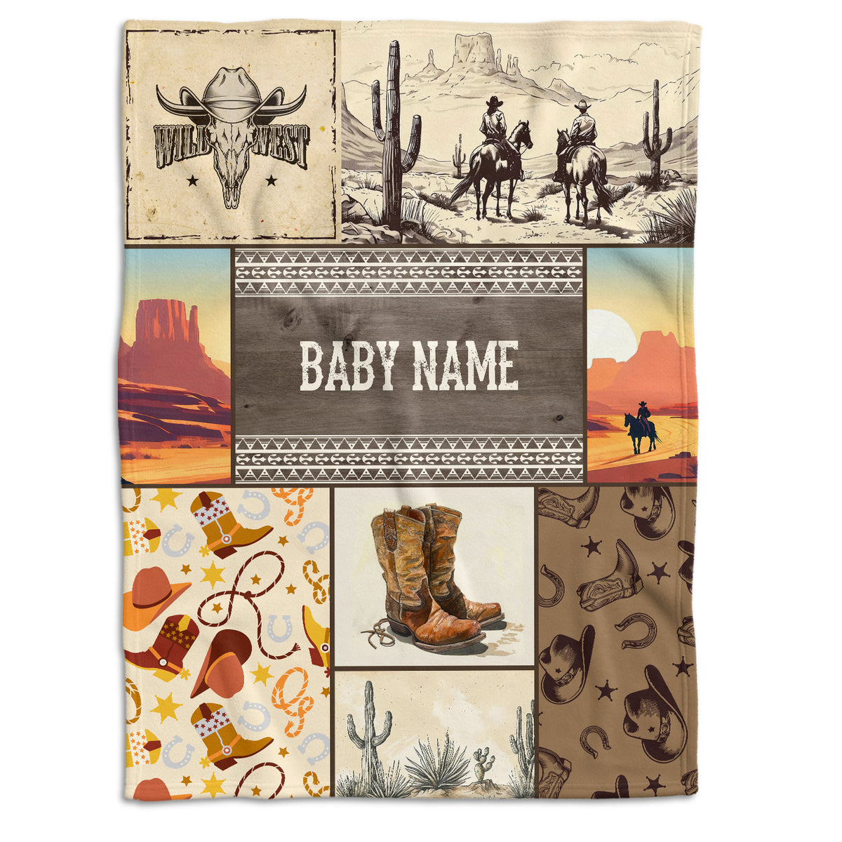 Personalized Baby Blankets for Boys, Fleece Blanket for Girl, Western Nursery Decorations, For Family Friends