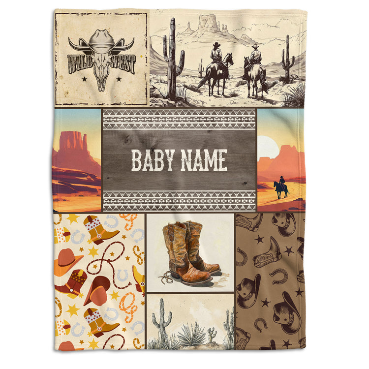 Personalized Baby Blankets for Boys, Fleece Blanket for Girl, Western Nursery Decorations, For Family Friends