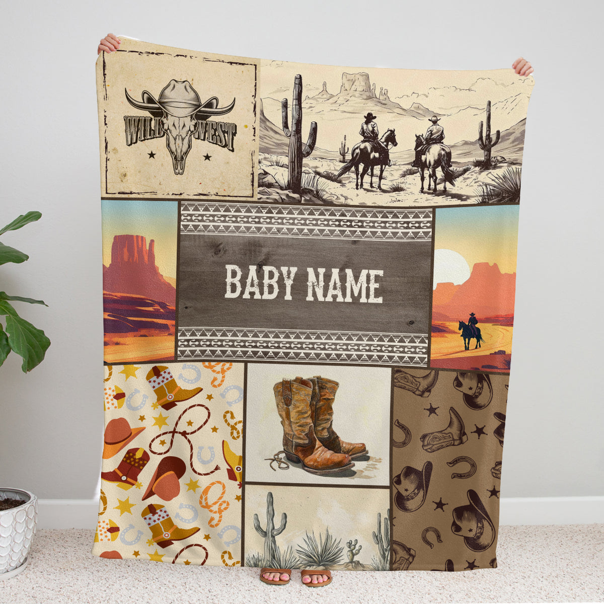 Personalized Baby Blankets for Boys, Fleece Blanket for Girl, Western Nursery Decorations, For Family Friends