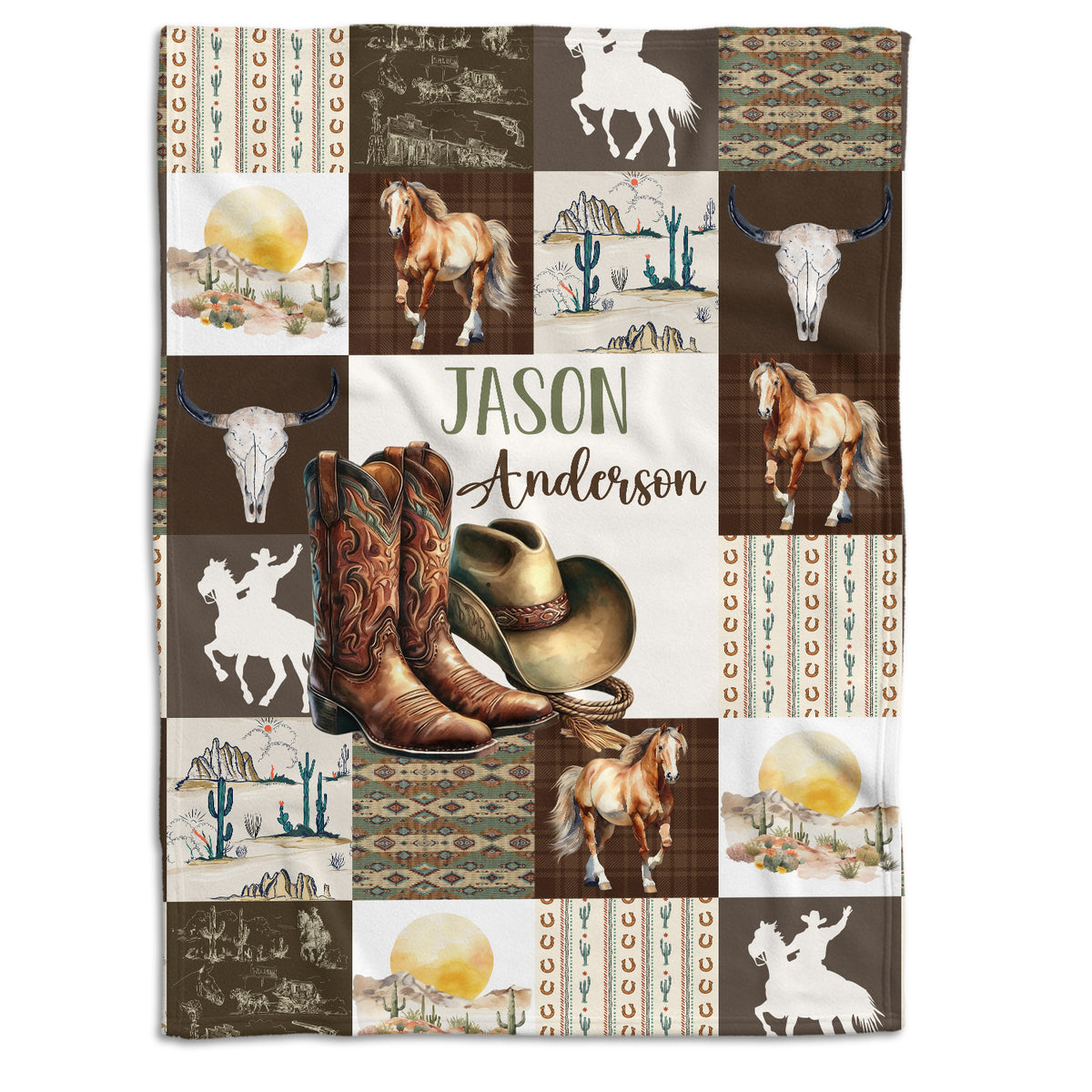 Personalized Baby Blankets for Boys Girls, Baby Western Blanket for Girl, Western Nursery Decorations, Gift for Family Friends, Kids