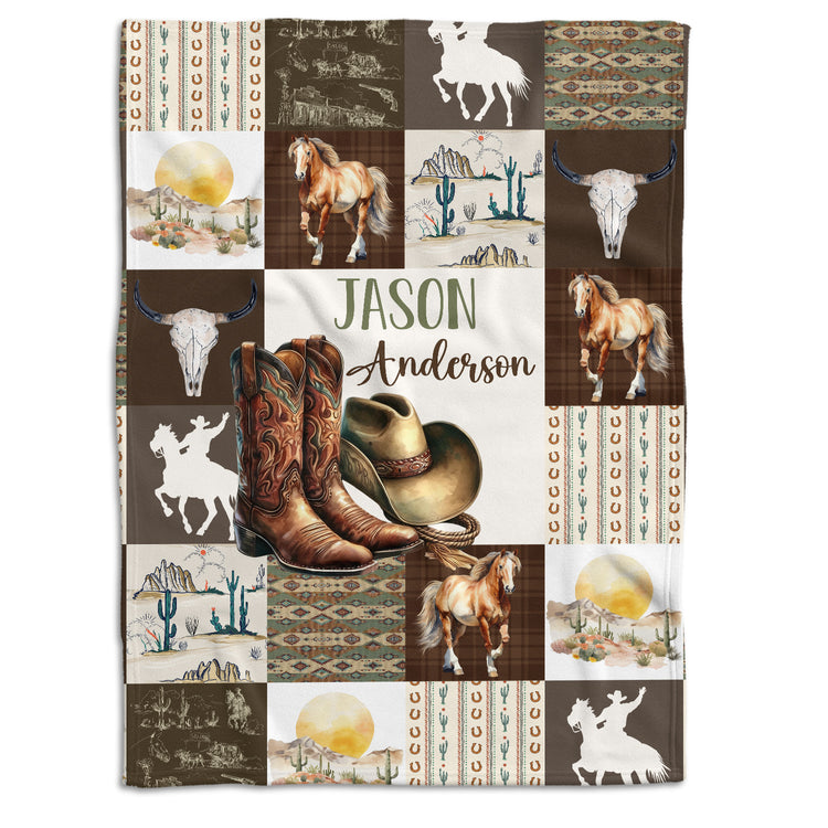 Personalized Baby Blankets for Boys Girls, Baby Western Blanket for Girl, Western Nursery Decorations, Gift for Family Friends, Kids