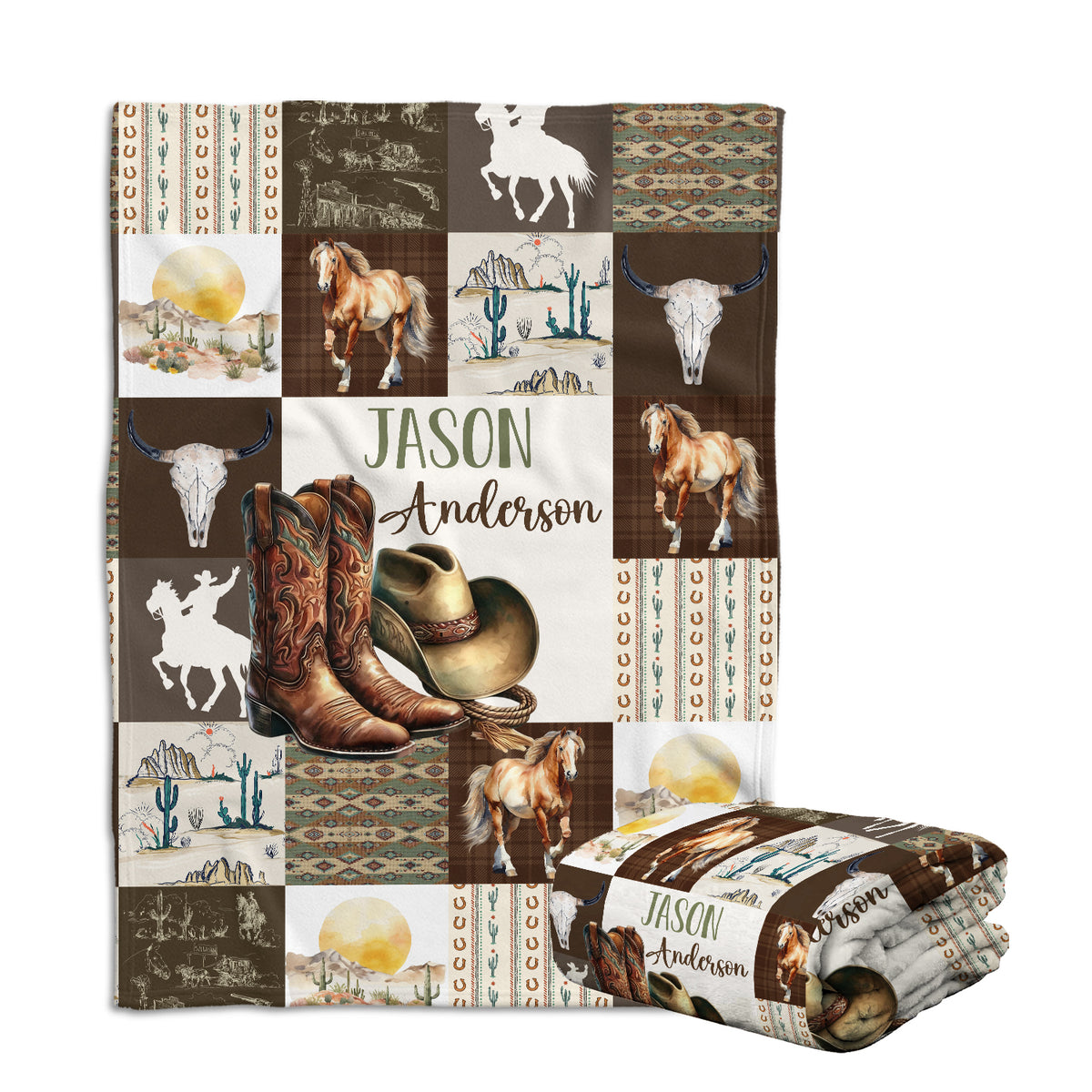 Personalized Baby Blankets for Boys Girls, Baby Western Blanket for Girl, Western Nursery Decorations, Gift for Family Friends, Kids