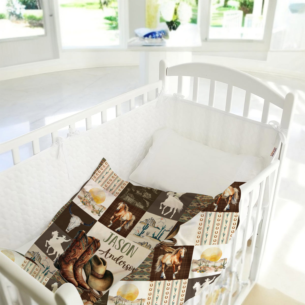 Personalized Baby Blankets for Boys Girls, Baby Western Blanket for Girl, Western Nursery Decorations, Gift for Family Friends, Kids