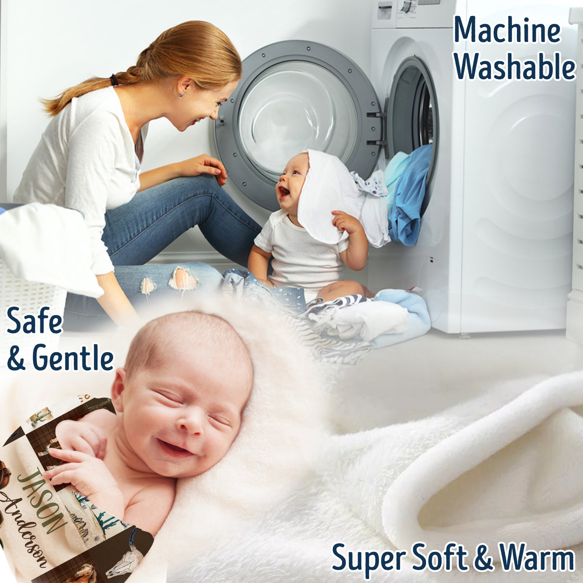 Personalized Baby Blankets for Boys Girls, Baby Western Blanket for Girl, Western Nursery Decorations, Gift for Family Friends, Kids