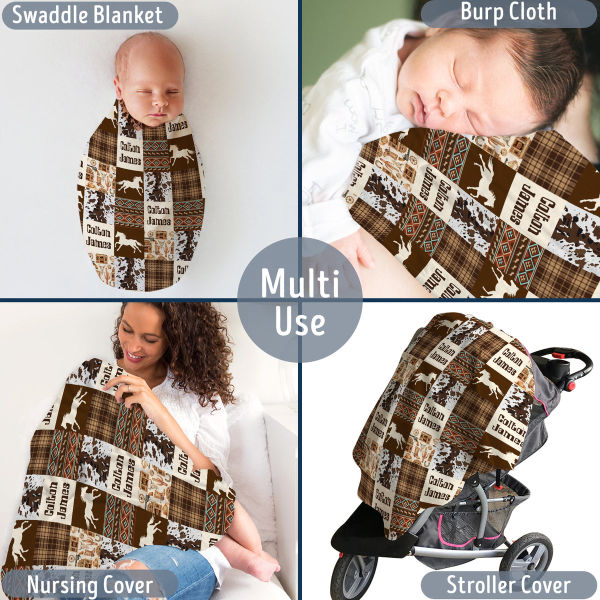 Personalized Baby Blankets for Boys & Girls - Custom Cow Prints Fleece Blankets for Infant Newborn Son & Daughter