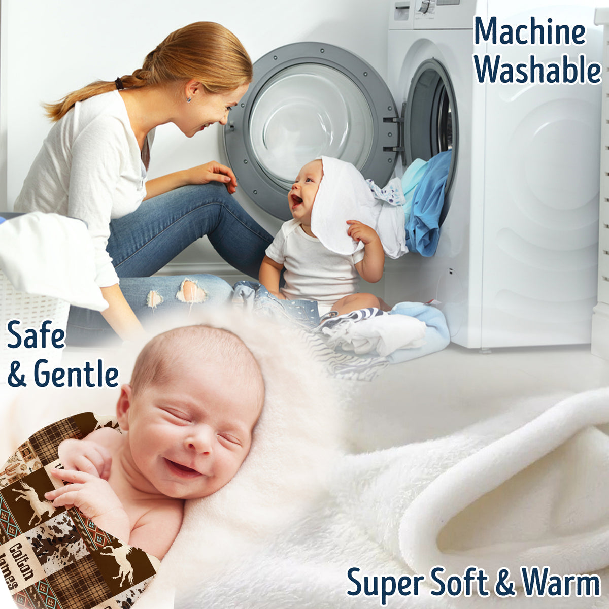 Personalized Baby Blankets for Boys & Girls - Custom Cow Prints Fleece Blankets for Infant Newborn Son & Daughter