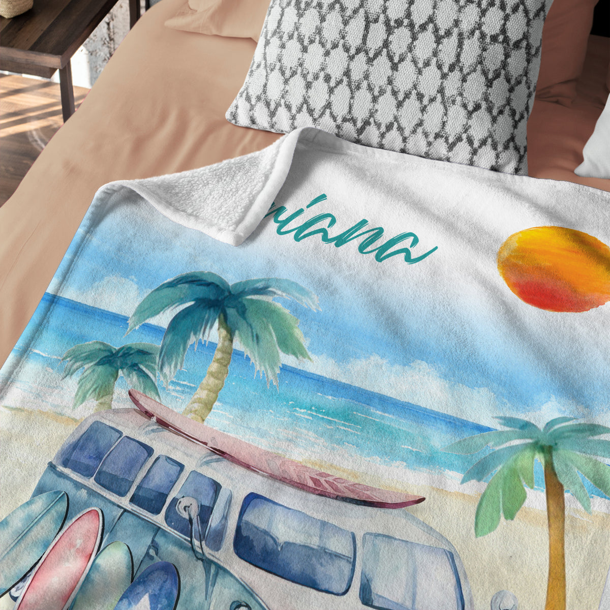 Personalized Baby Blankets for Boys & Girls - Newborn to Toddler, Custom Surfboard & Beach Swaddle Blankets, 3 Plush Sizes
