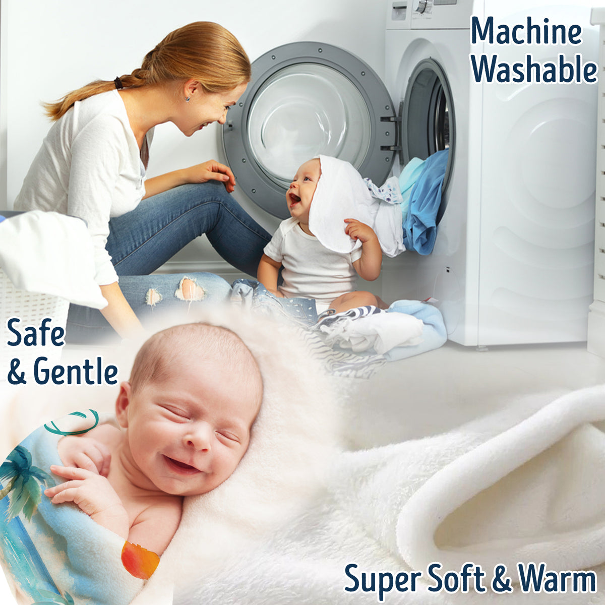 Personalized Baby Blankets for Boys & Girls - Newborn to Toddler, Custom Surfboard & Beach Swaddle Blankets, 3 Plush Sizes