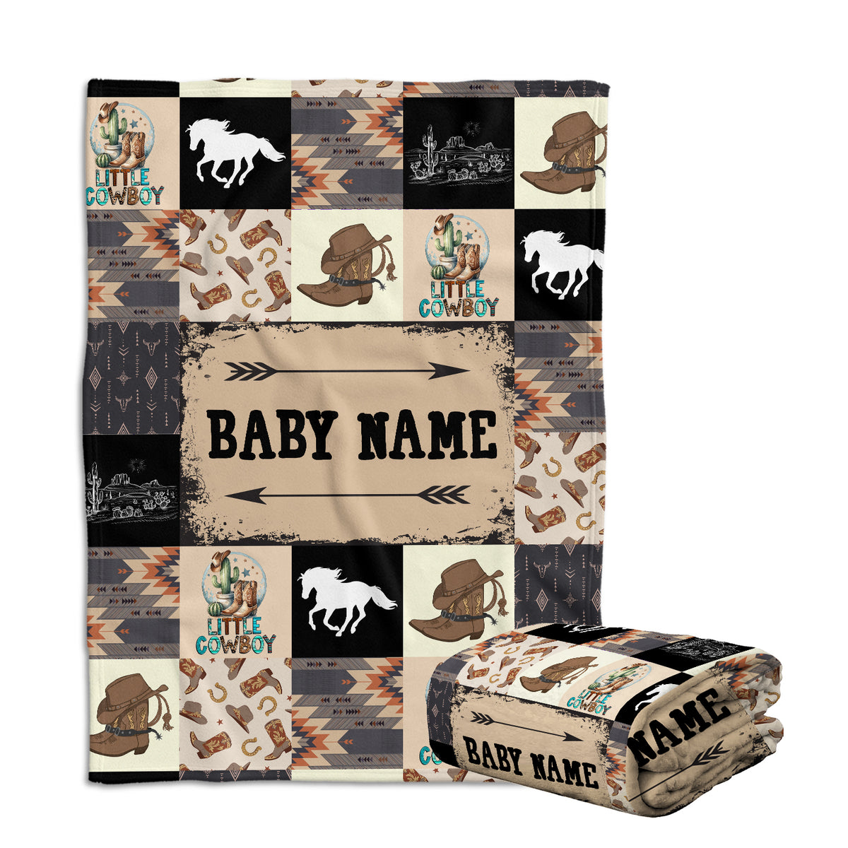 Personalized Baby Blankets for Boys Girls, Western Nursery Decorations, For Family Friends