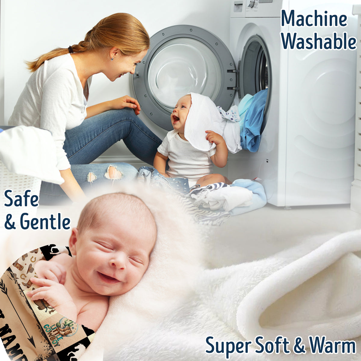 Personalized Baby Blankets for Boys Girls, Western Nursery Decorations, For Family Friends
