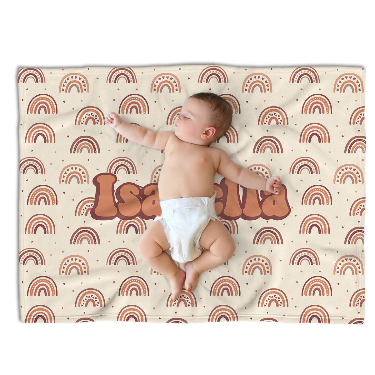 Personalized Baby Blankets for Girls, Baby Girl Swaddle Blanket, Custom Baby Rainbow Blanket Boho, Plush Blankets for Newborn Infant Daughter Granddaughter Toddlers Kids
