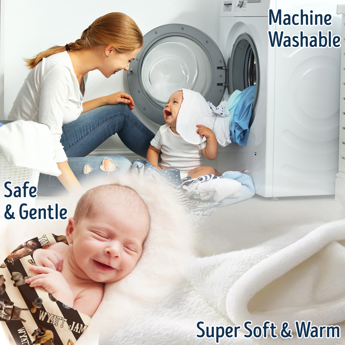 Personalized Baby Blankets for Girls Boys, Baby Stuff, Custom Baby Blankets Name Fleece Blankets for Newborn Infant Son