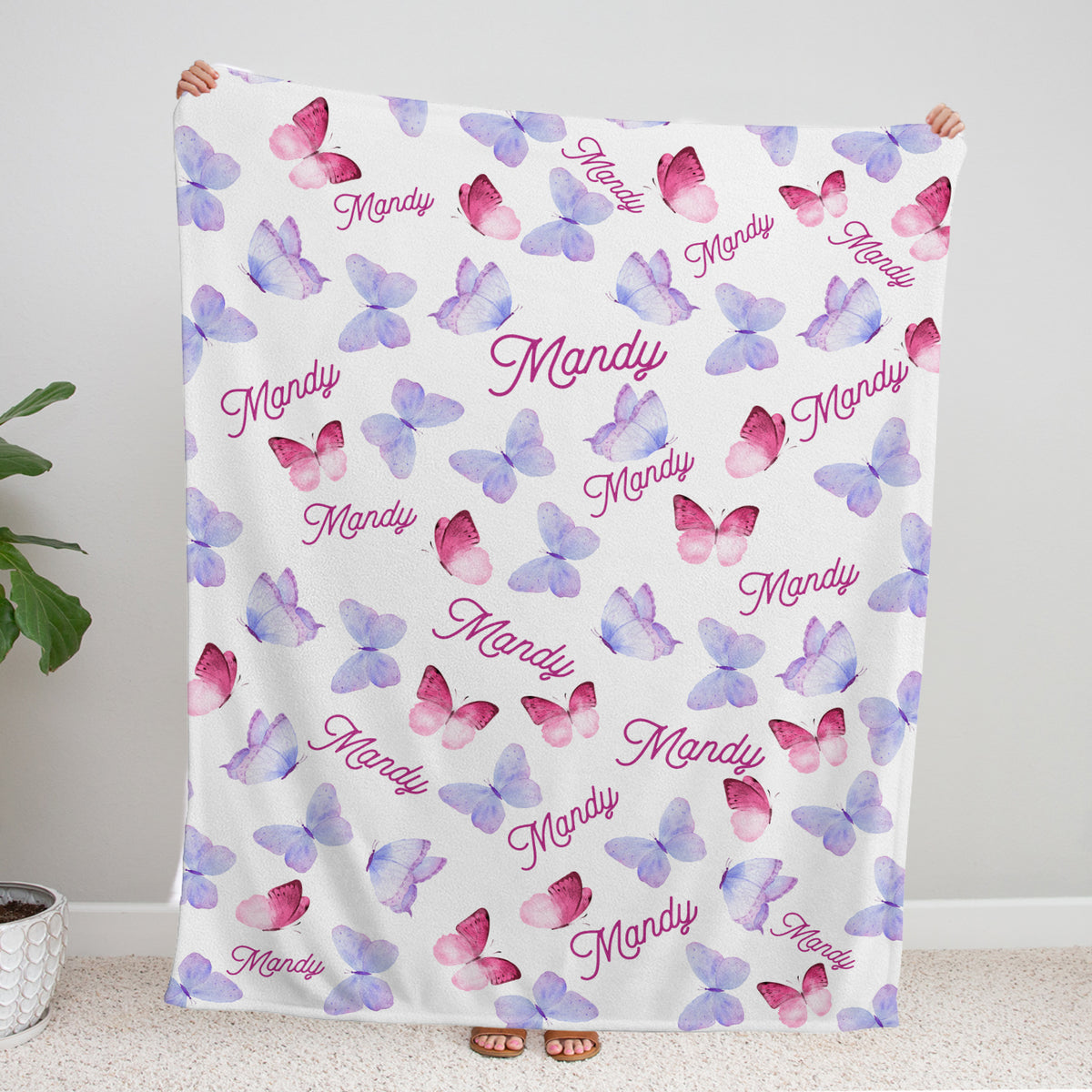 Personalized Baby Blankets for Girls - Custom Name Initials, Soft Plush Swaddle for Newborn Infant Daughter