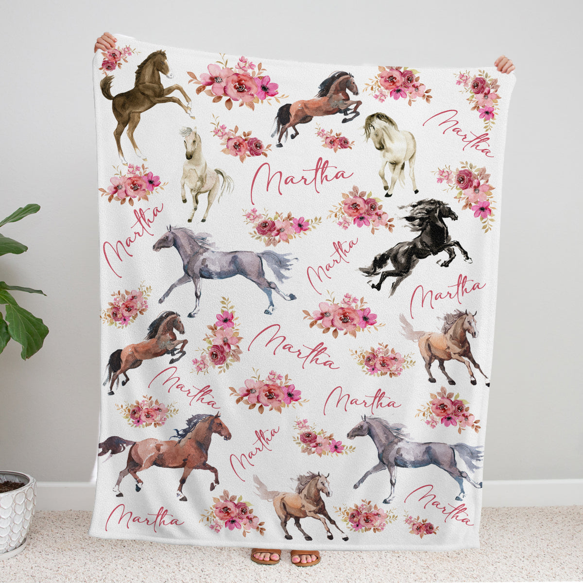Personalized Baby Blankets for Girls - Custom Swaddle Blankets with Flowers for Newborn Infant Daughter or Granddaughter