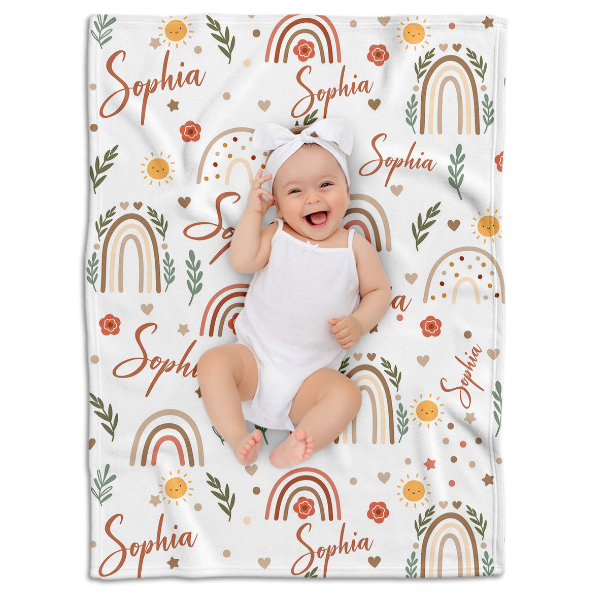 Personalized Baby Blankets for Girls, Rainbow Baby Blankets Girl, Rainbow Pattern Baby Blankets, for Daughter Granddaughter