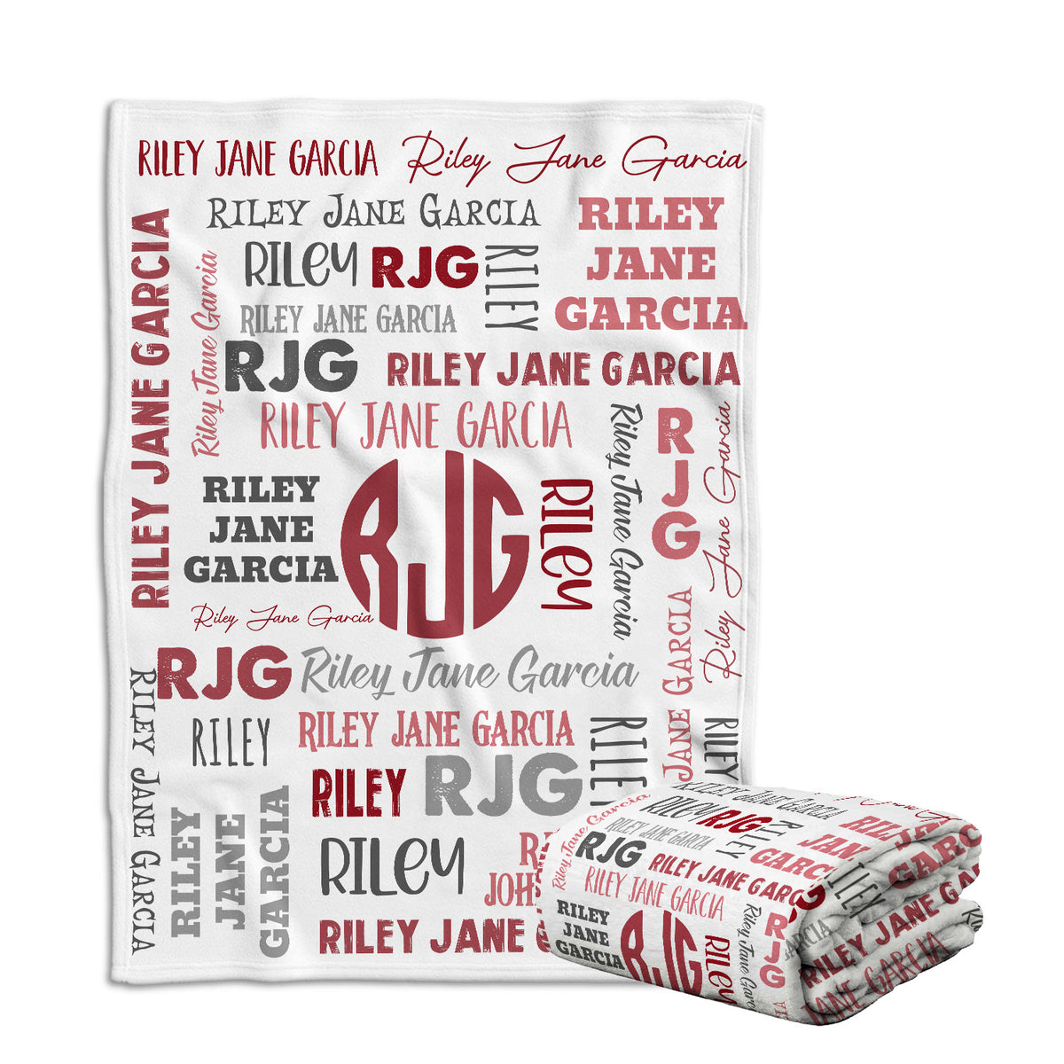 Personalized Baby Blankets for Girls, Red Baby Blanket Monogrammed, Swaddle Blanket, Plush Blankets for Daughter Newborn Toddlers