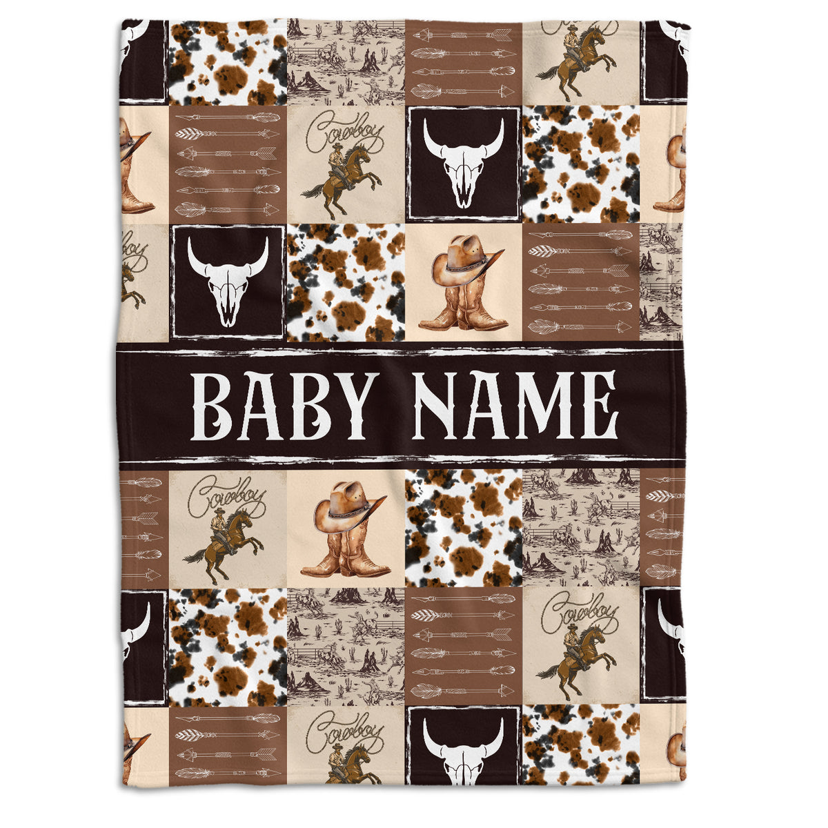 Personalized Baby Blankets for Kids, Cowboy Blanket for Baby, Custom Name Western Nursery Decorations, Crib Stroller Blankets