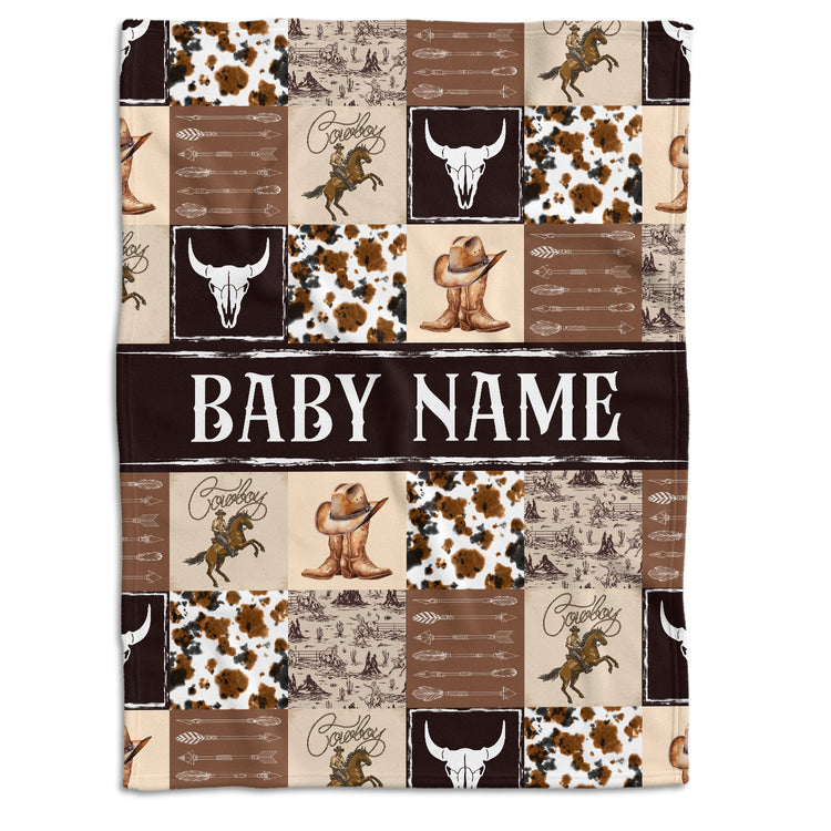 Personalized Baby Blankets for Kids, Cowboy Blanket for Baby, Custom Name Western Nursery Decorations, Crib Stroller Blankets