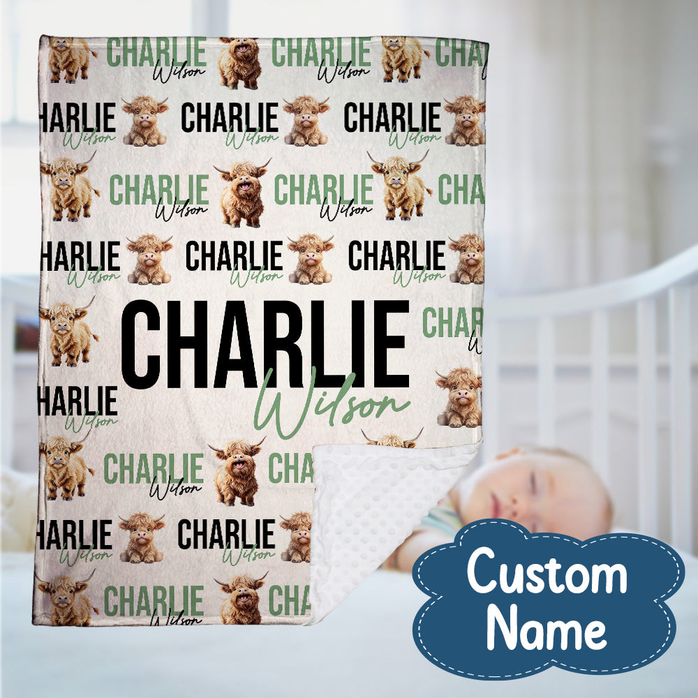 Personalized Baby Blankets with Name, 3 Sizes Plush Blanket for Infant Newborn Toddlers, Gift For Baby