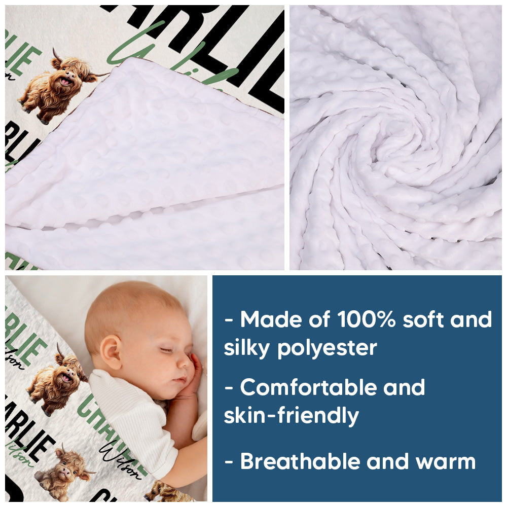 Personalized Baby Blankets with Name, 3 Sizes Plush Blanket for Infant Newborn Toddlers, Gift For Baby