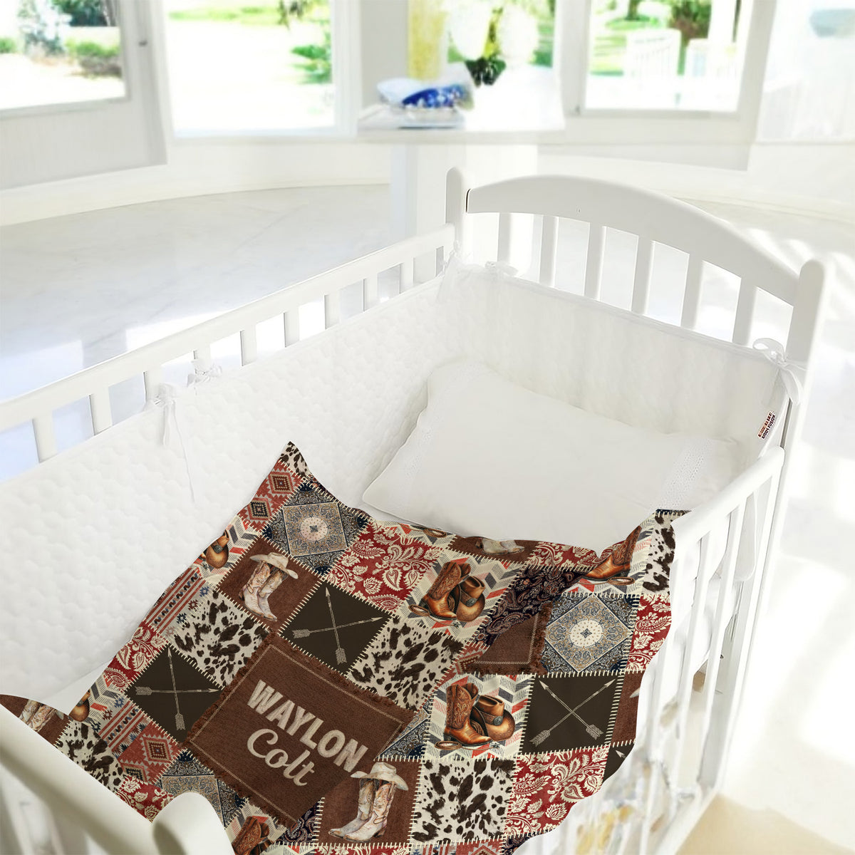 Personalized Baby Cowboy Blanket for Baby, Custom Name Western Nursery Decorations, Crib Stroller Blankets for Toddlers Newborn