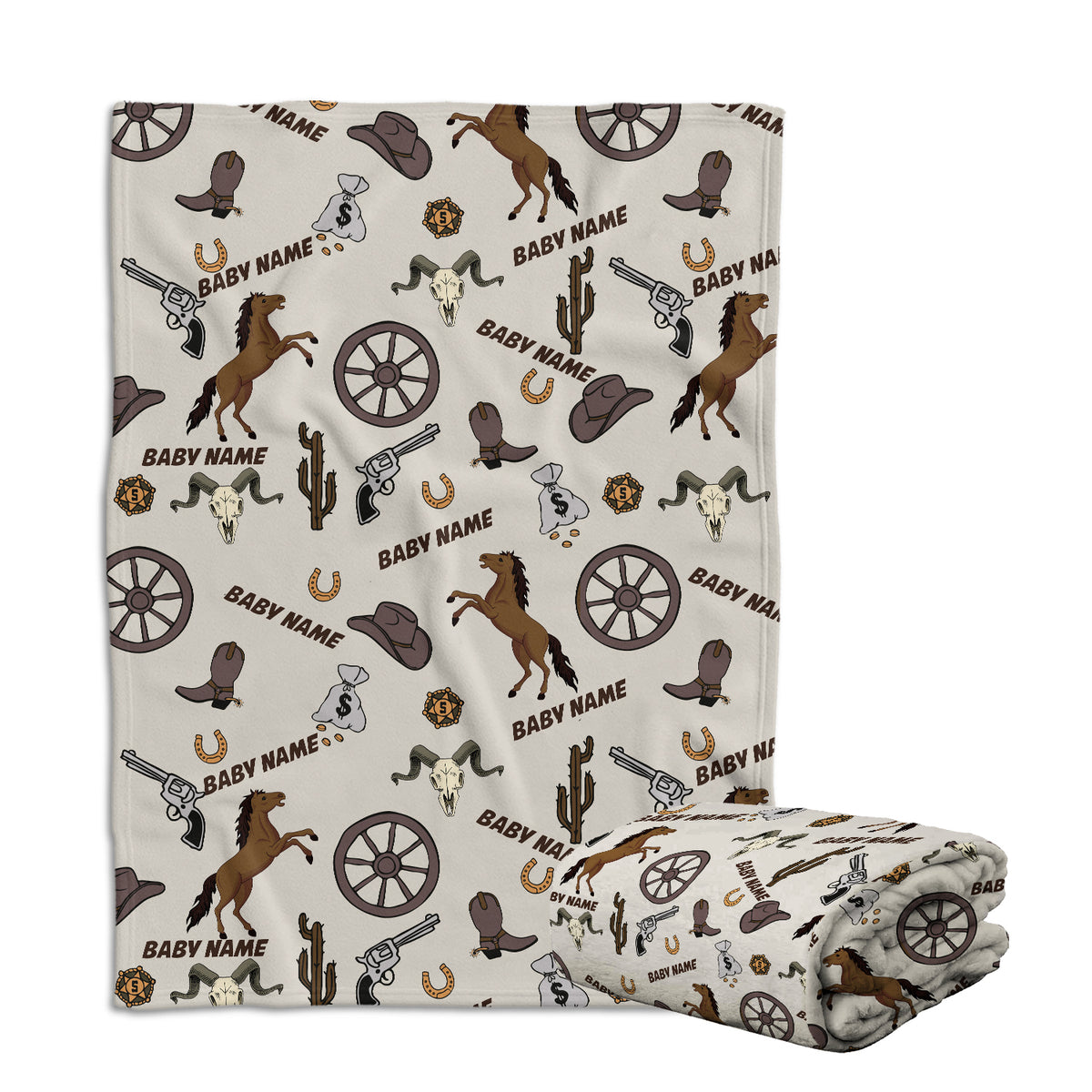 Personalized Baby Cowboy Blankets, Cowboy Pattern 3 Sizes Fleece Blankets for Infant Newborn Son Daughter, Gift For Baby