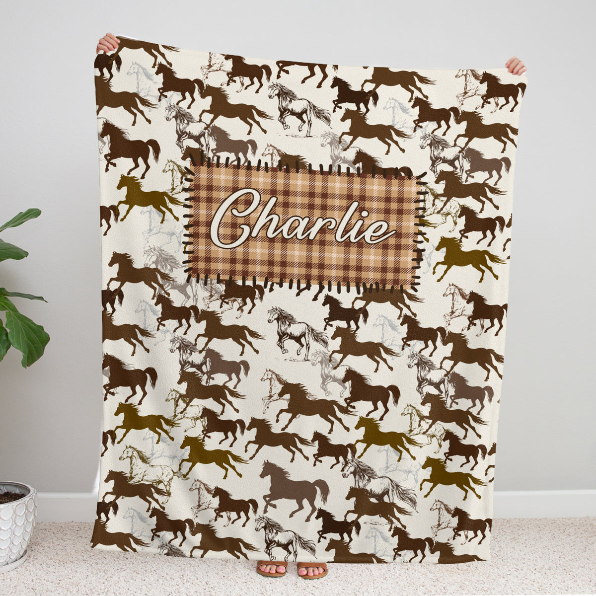 Personalized Baby Cowboy Blankets for Girls Boys, Baby Boy Stuff, Brown Custom Baby Blankets Name Fleece Blankets for Infant Newborn Son Daughter