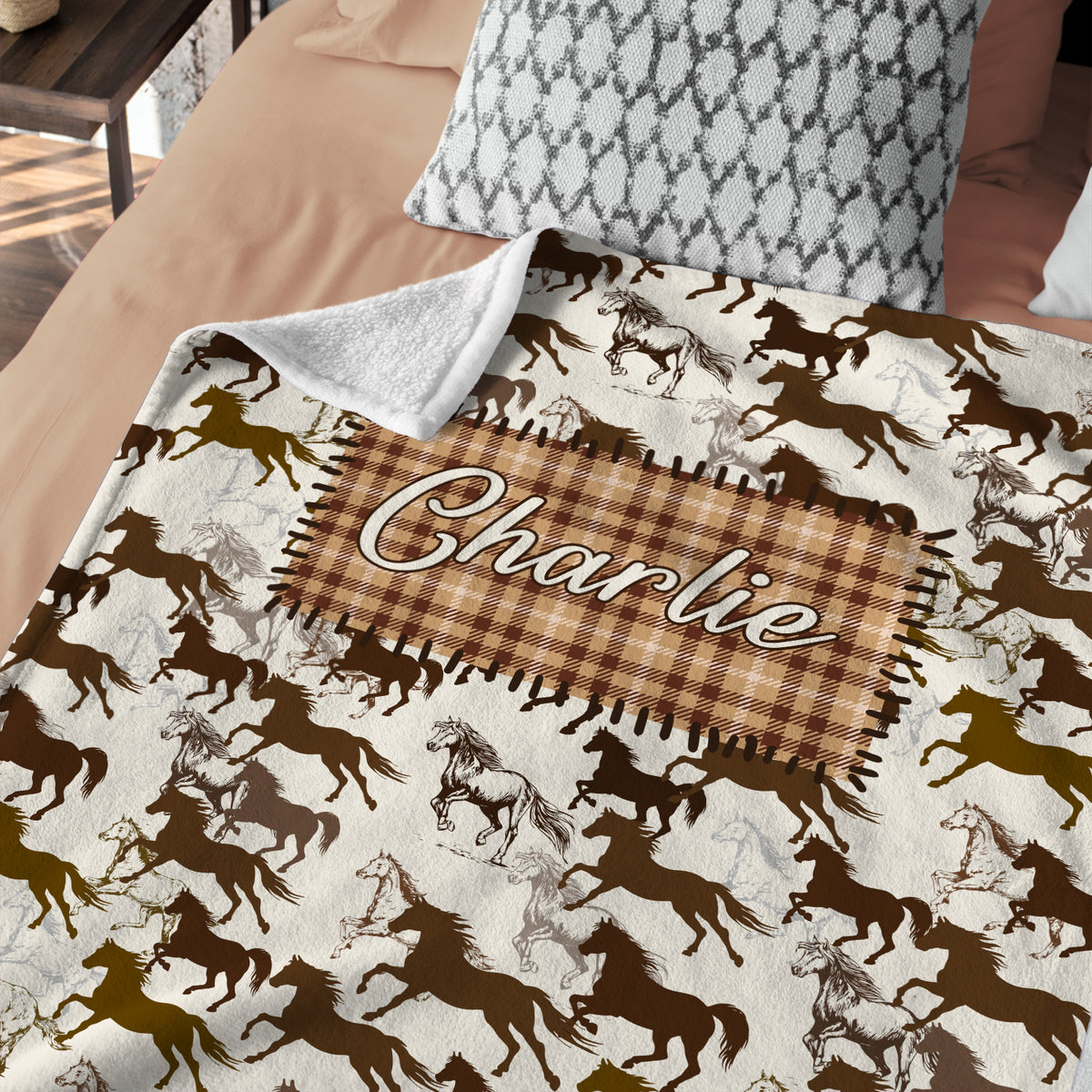 Personalized Baby Cowboy Blankets for Girls Boys, Baby Boy Stuff, Brown Custom Baby Blankets Name Fleece Blankets for Infant Newborn Son Daughter