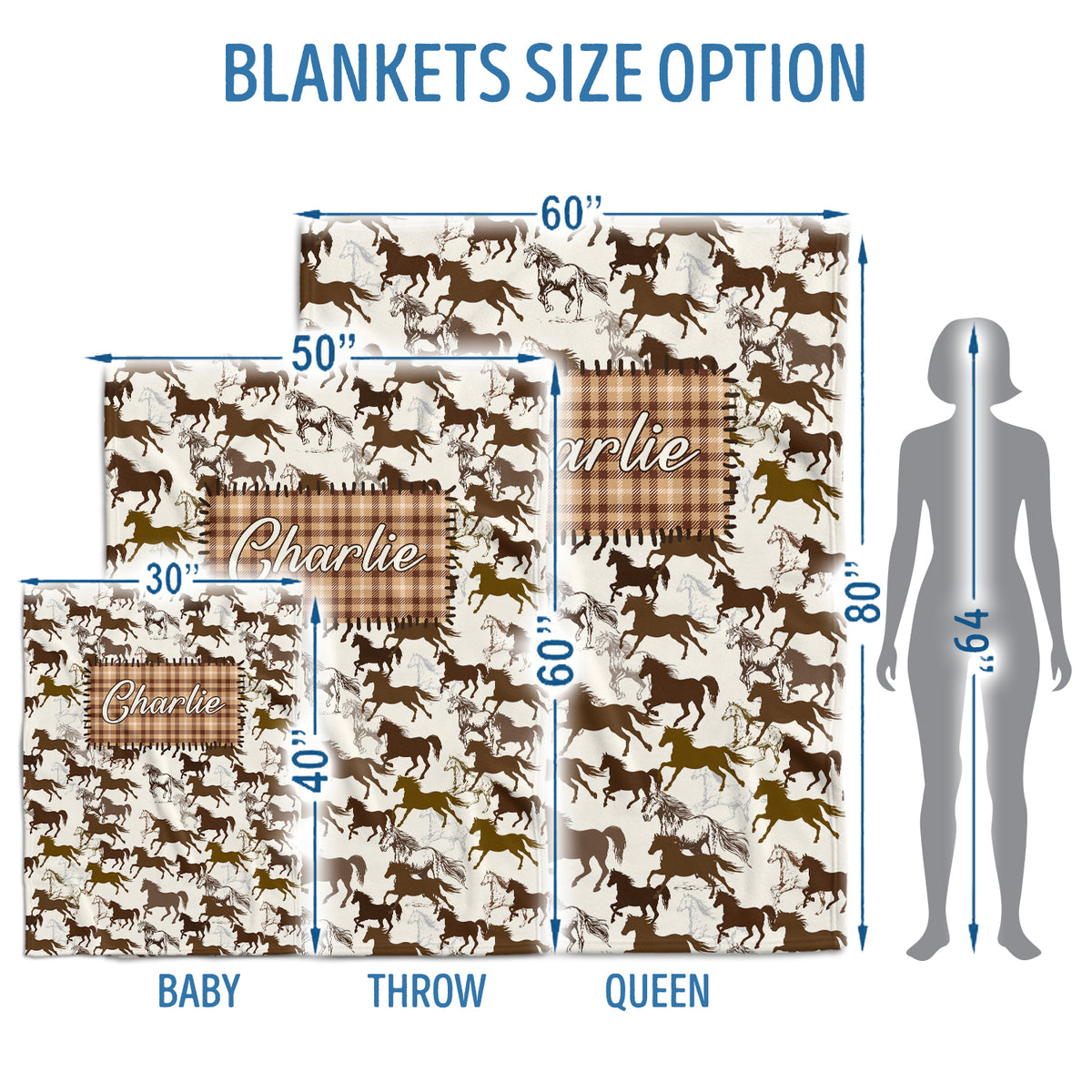 Personalized Baby Cowboy Blankets for Girls Boys, Baby Boy Stuff, Brown Custom Baby Blankets Name Fleece Blankets for Infant Newborn Son Daughter