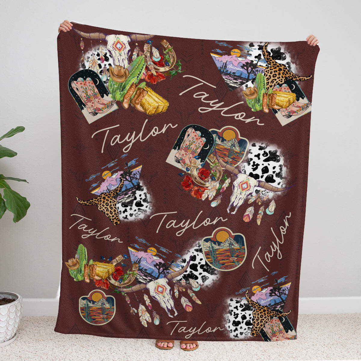 Personalized Baby Cowboy Blankets for Girls - Custom Fleece Blankets with Name for Newborn Infant Daughter or Granddaughter