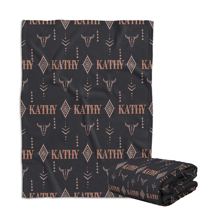 Personalized Baby Cowboy Pattern Blankets for Girls Boys, Baby Stuff, Custom Baby Blankets Name Fleece Blankets for Newborn Infant Son Daughter