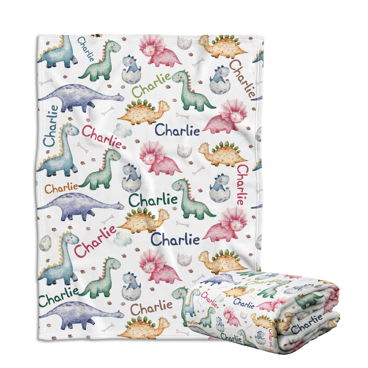 Personalized Baby Dinosaur Blankets for Baby, Custom Baby Blankets Name, 3 Sizes Plush Blankets for Infant Newborn Toddler Kids, Gift For Baby