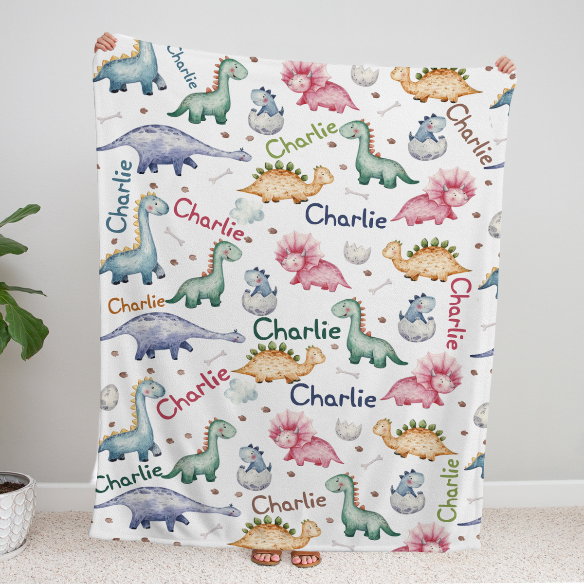 Personalized Baby Dinosaur Blankets for Baby, Custom Baby Blankets Name, 3 Sizes Plush Blankets for Infant Newborn Toddler Kids, Gift For Baby