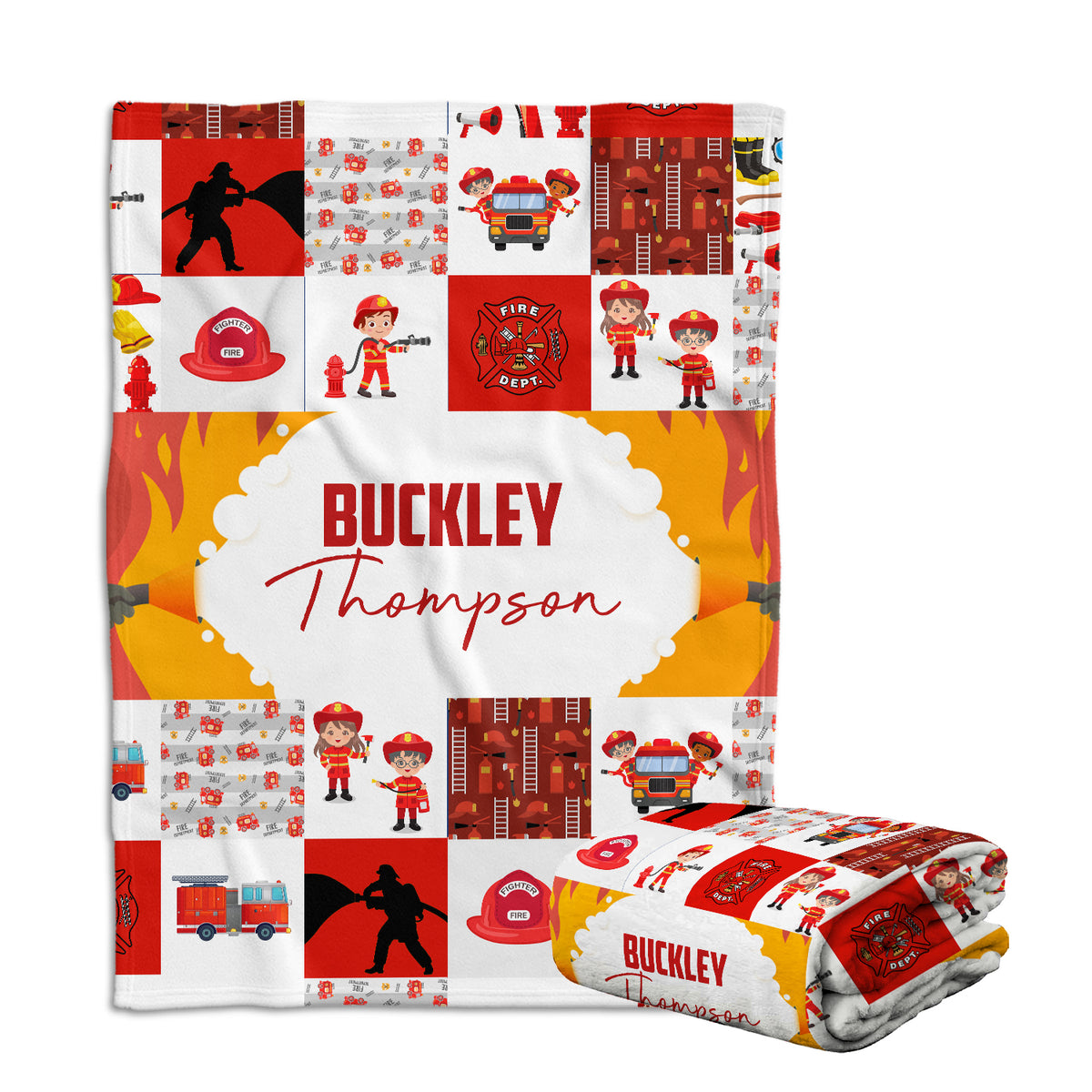 Personalized Baby Firefighter Blankets for Boys,  Firefighter Swaddle Blanket, Plush Blankets for Baby Girl Son Toddlers Kids