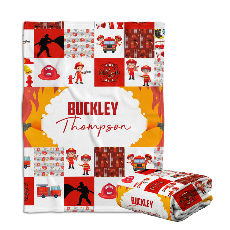 Personalized Baby Firefighter Blankets for Boys,  Firefighter Swaddle Blanket, Plush Blankets for Baby Girl Son Toddlers Kids