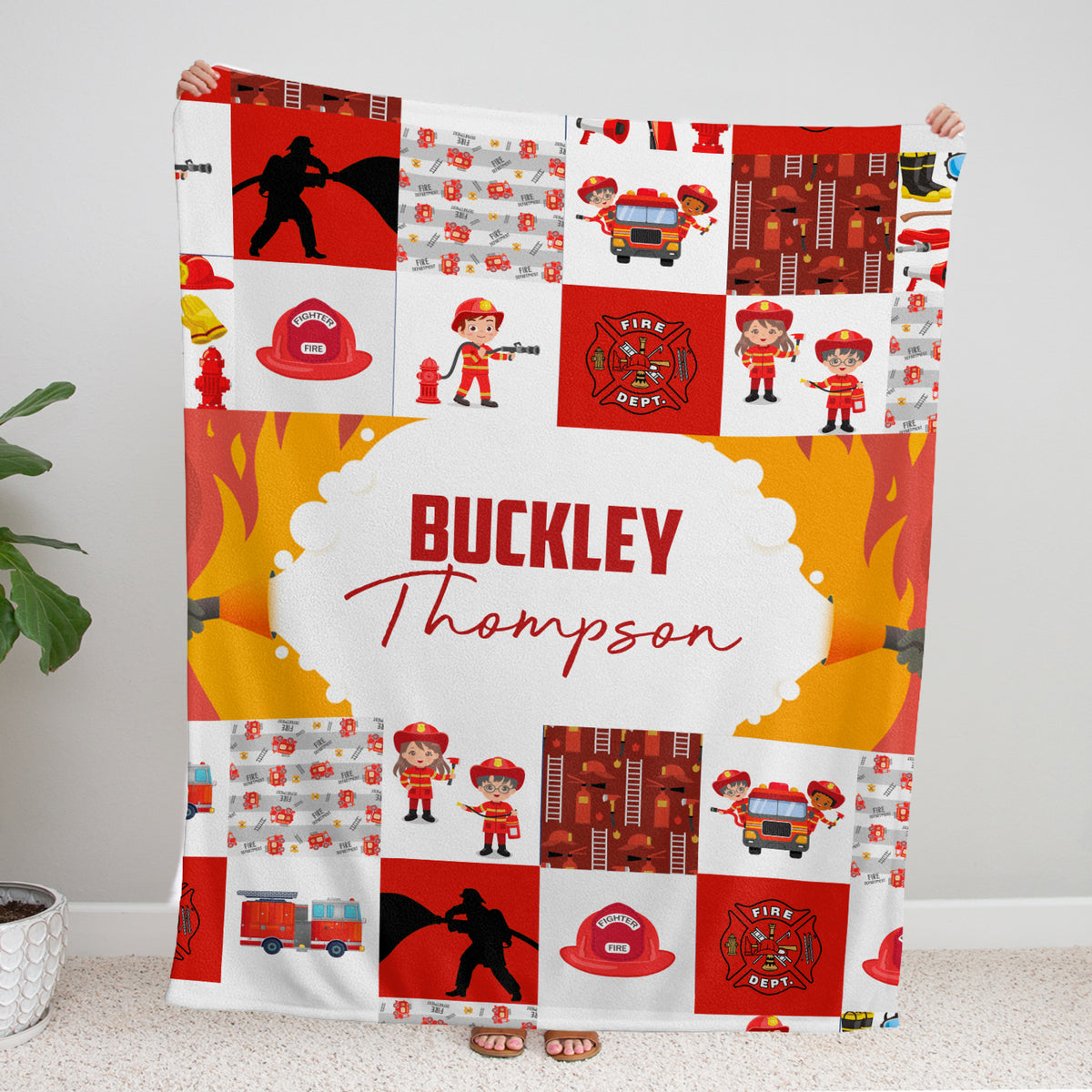 Personalized Baby Firefighter Blankets for Boys,  Firefighter Swaddle Blanket, Plush Blankets for Baby Girl Son Toddlers Kids