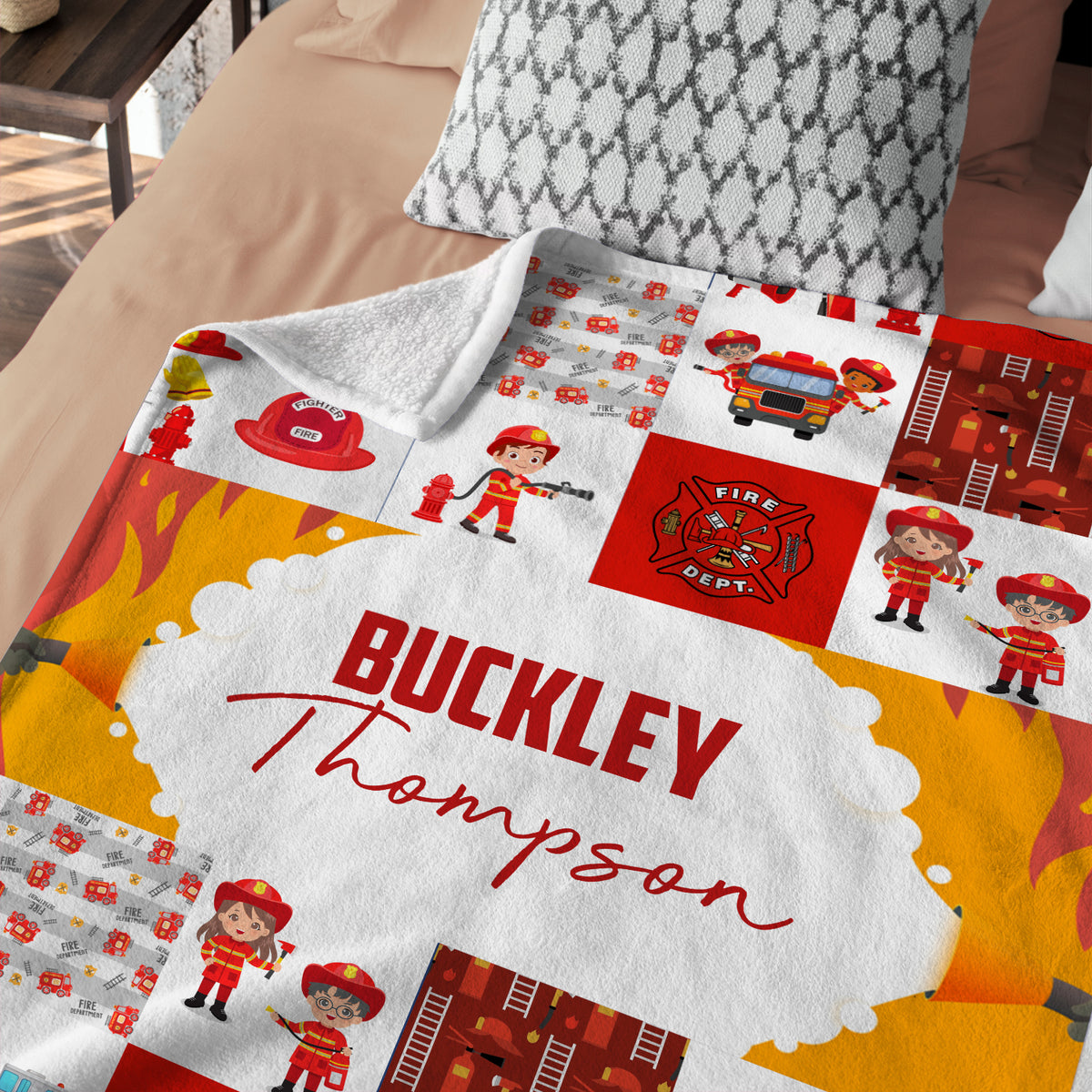 Personalized Baby Firefighter Blankets for Boys,  Firefighter Swaddle Blanket, Plush Blankets for Baby Girl Son Toddlers Kids