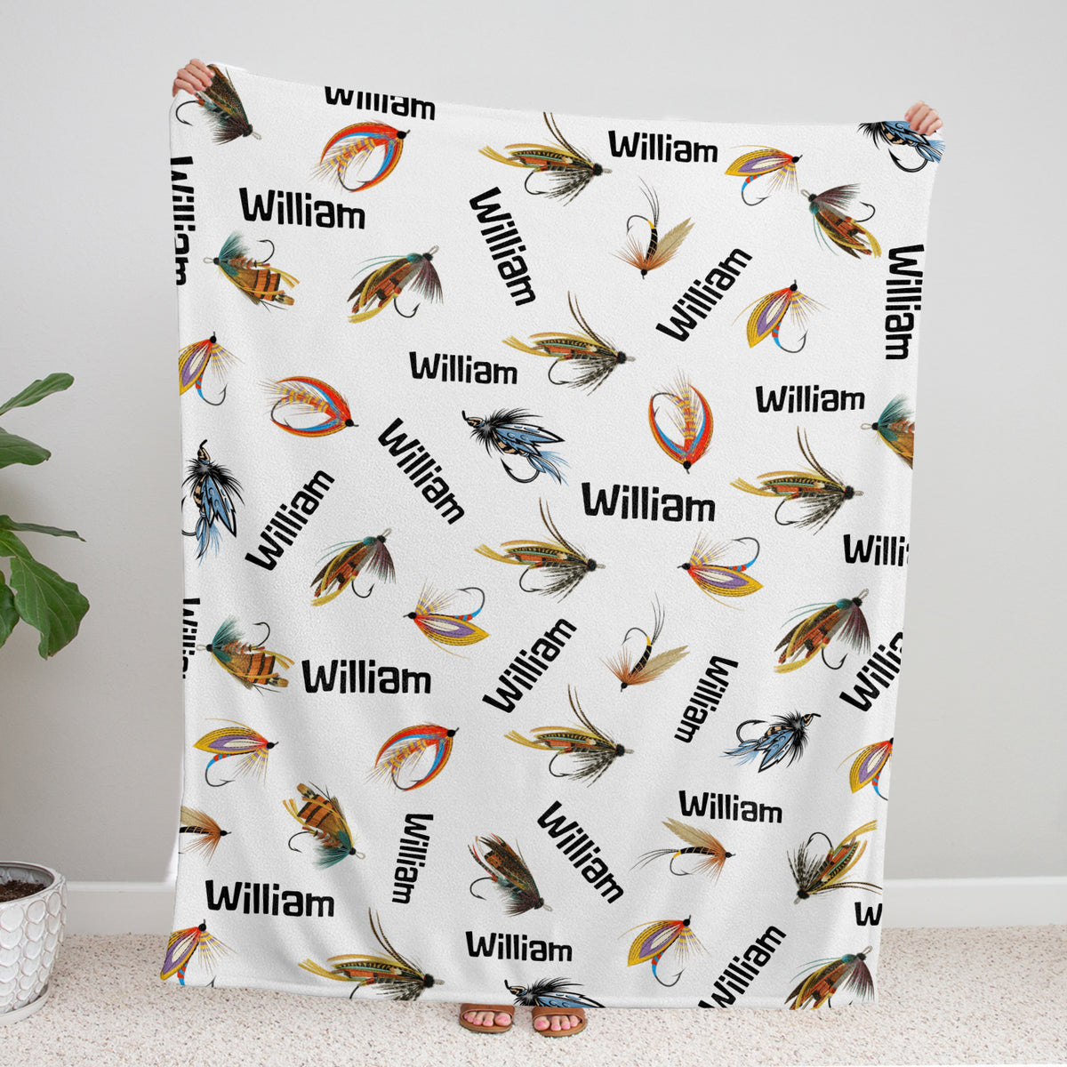 Personalized Baby Fishing Blanket, Boys & Girls, Custom Name, Swaddle, Plush