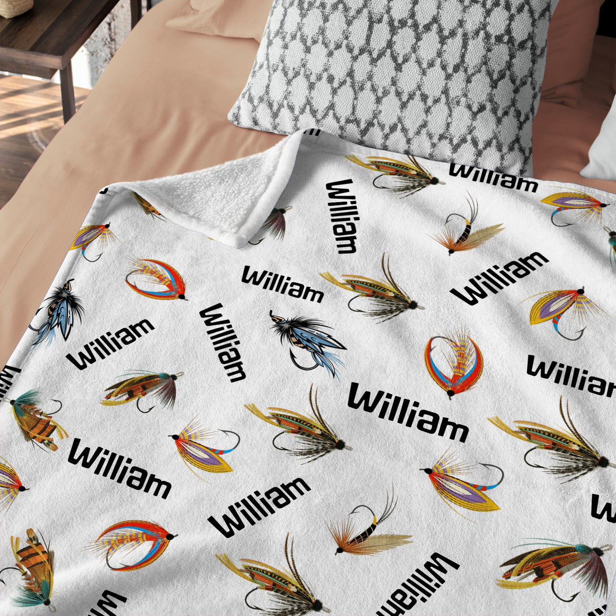 Personalized Baby Fishing Blanket, Boys & Girls, Custom Name, Swaddle, Plush