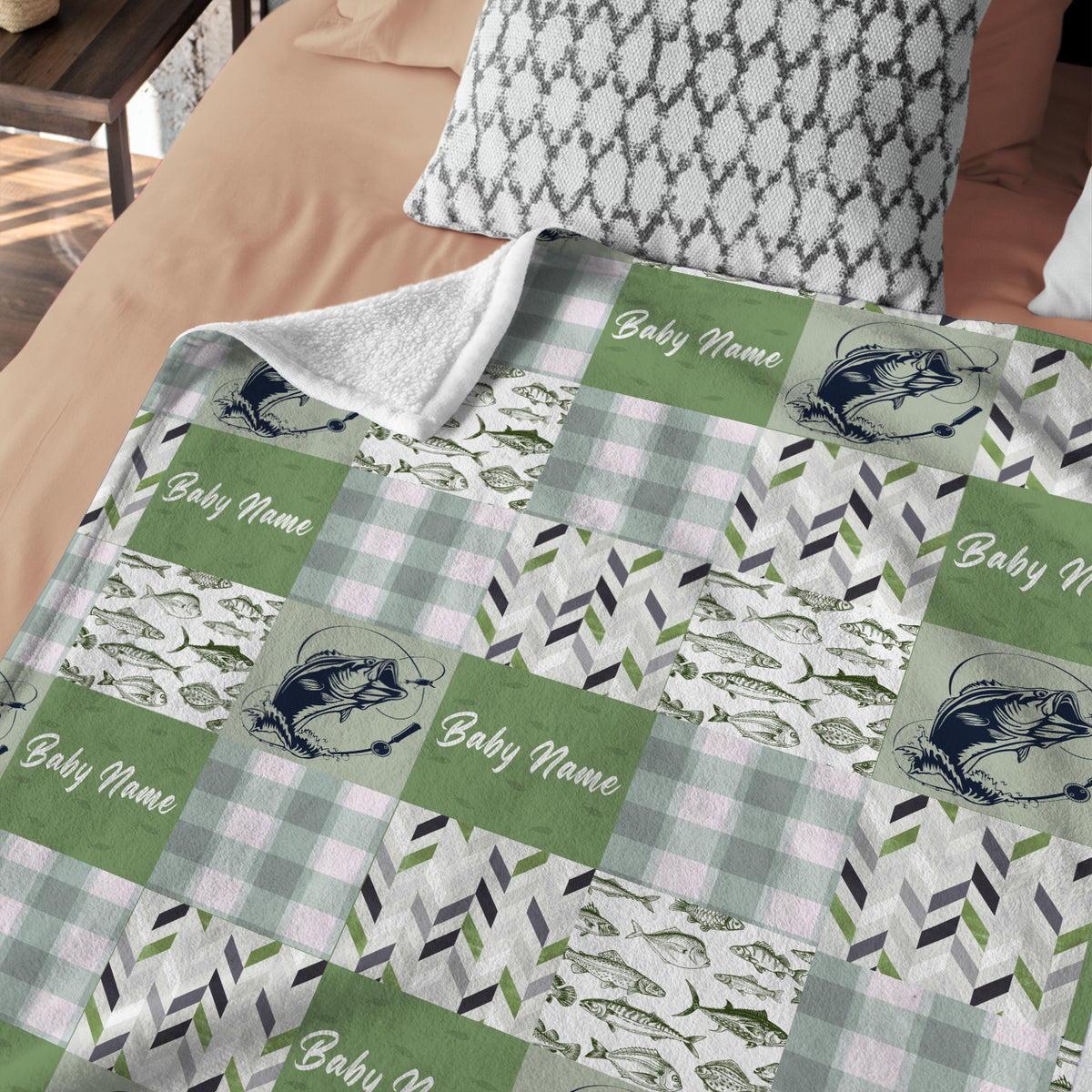 Personalized Baby Fishing  Blankets for Boys, Girls, Fishing Swaddle Blanket, Plush Blankets for Baby Boy Son Daughter Newborn