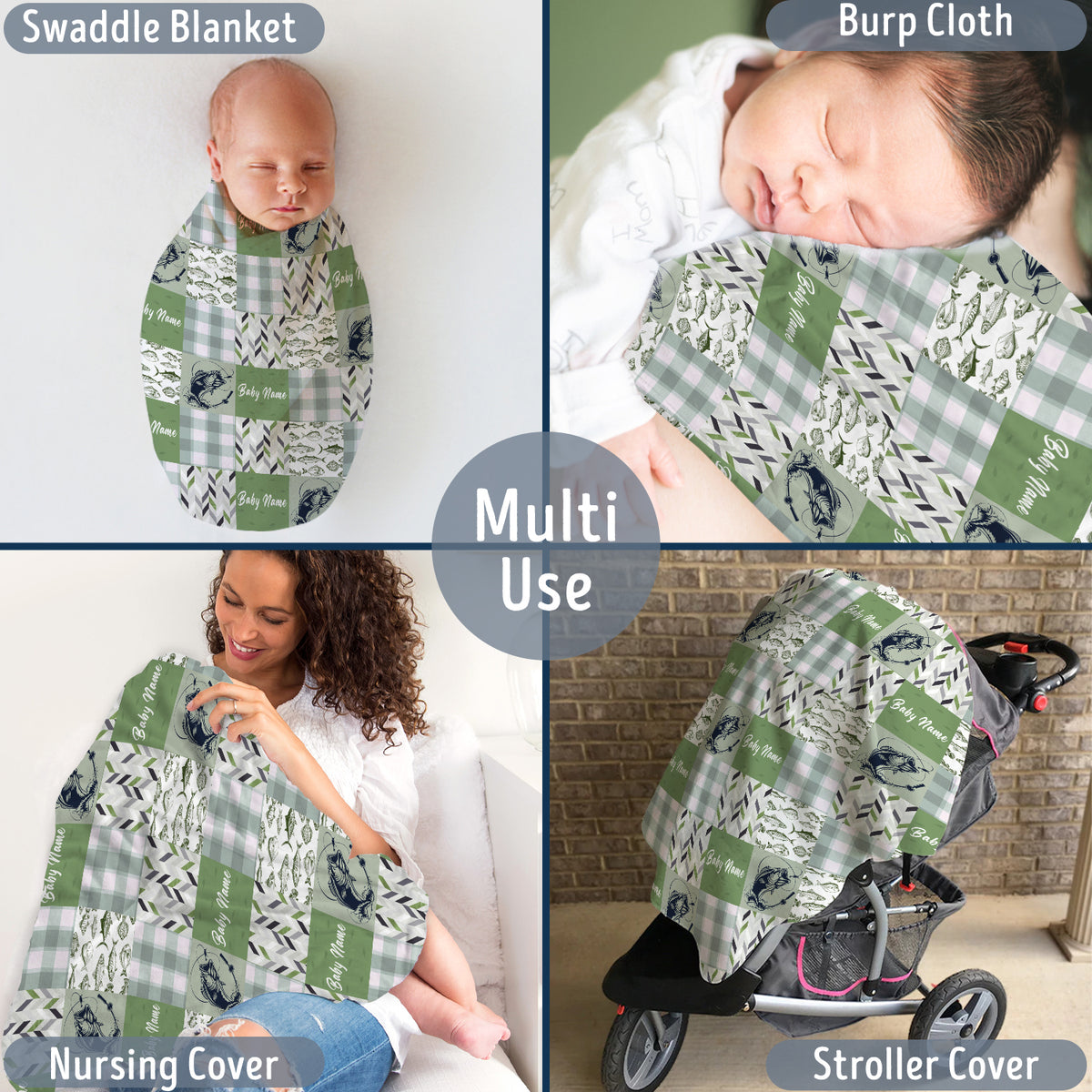 Personalized Baby Fishing  Blankets for Boys, Girls, Fishing Swaddle Blanket, Plush Blankets for Baby Boy Son Daughter Newborn
