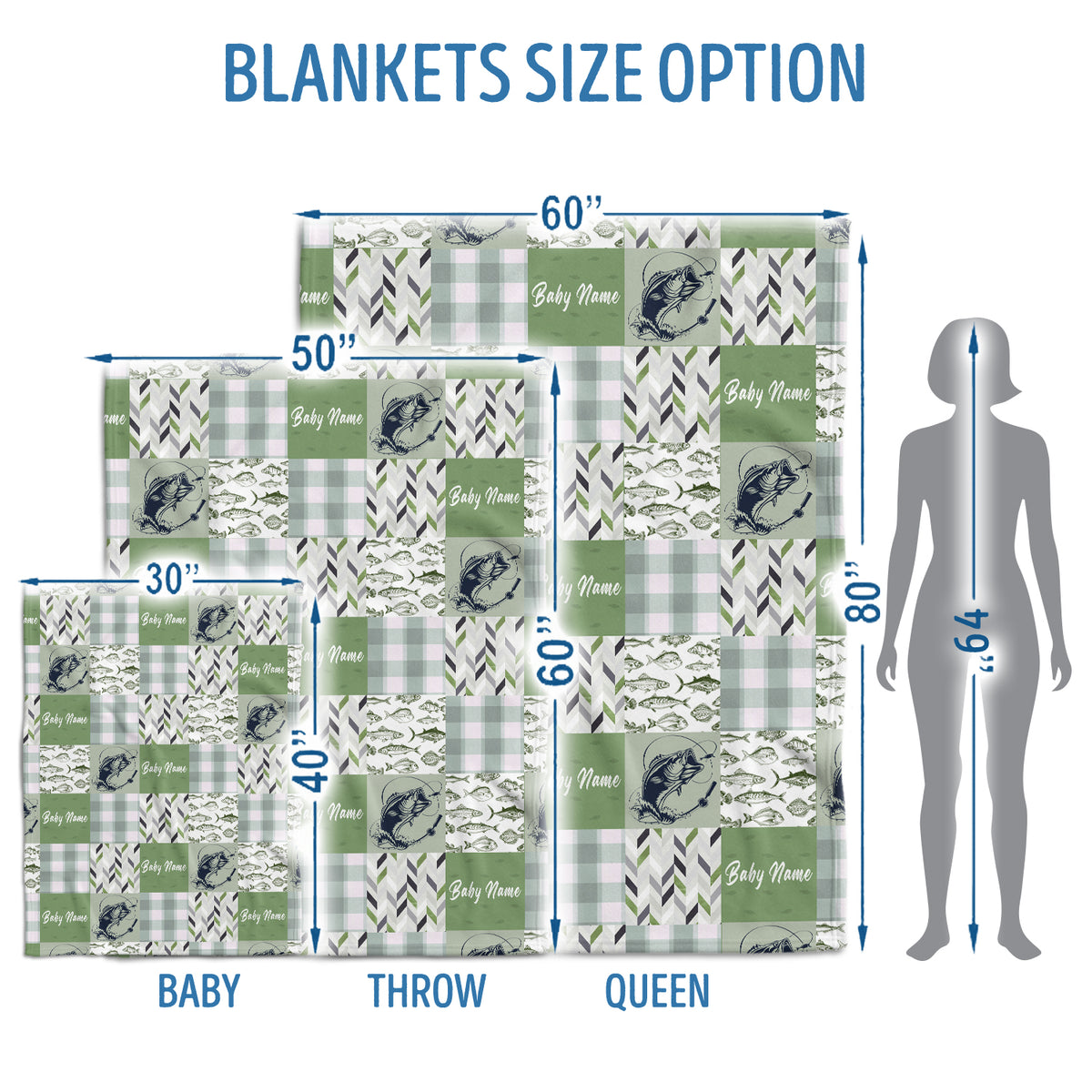 Personalized Baby Fishing  Blankets for Boys, Girls, Fishing Swaddle Blanket, Plush Blankets for Baby Boy Son Daughter Newborn